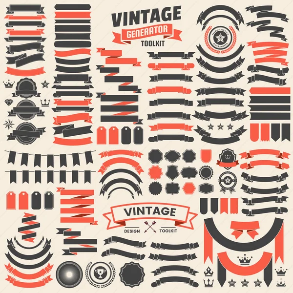 Ribbon Vintage Vector Logo Banner Poster Flyer — Stock Vector