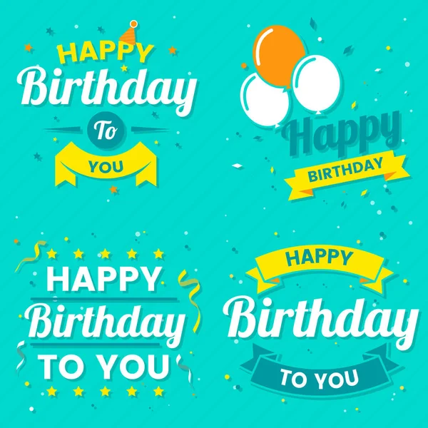 Happy Birthday Vector Logo Banner Poster Flyer — Stock Vector