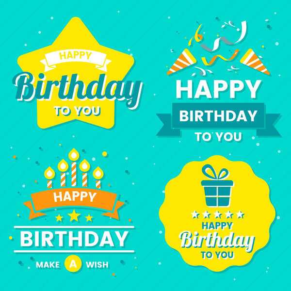 Happy Birthday Vector Logo for banner, poster, flyer