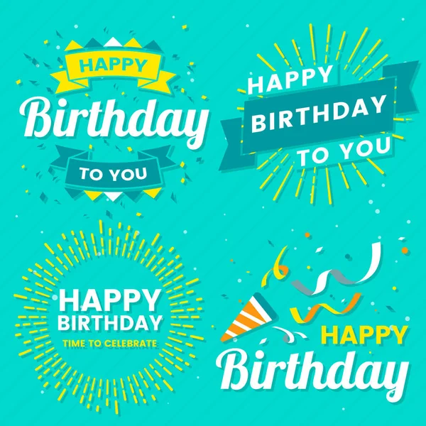 Happy Birthday Vector Logo Banner Poster Flyer — Stock Vector