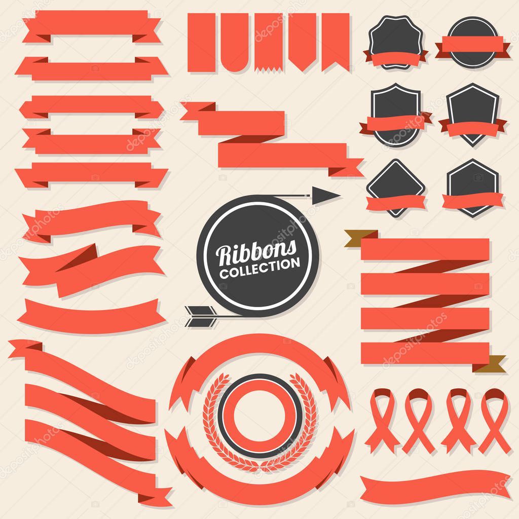 Ribbon Vintage Vector Logo for banner, poster, flyer