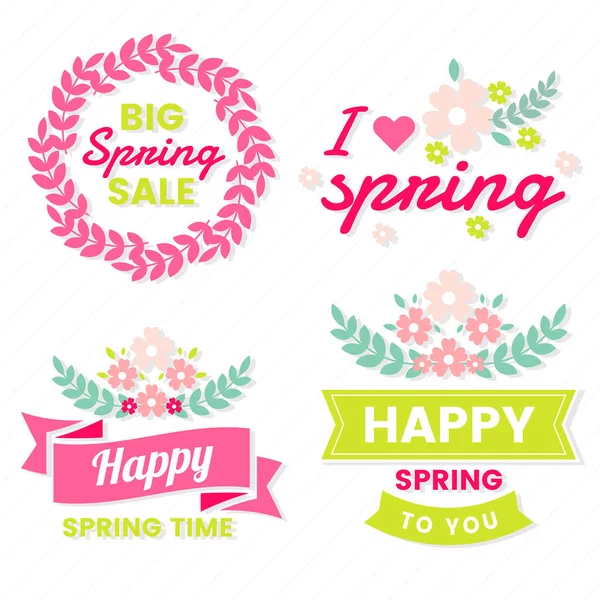 Spring Retro Vintage Vector Label Banner — Stock Vector