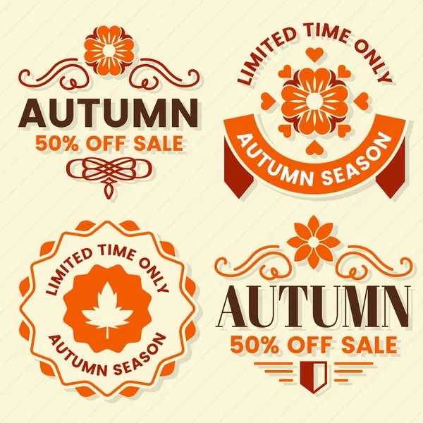 Autumn Label Vintage Vector Logo Para Banner Cartaz Panfleto — Vetor de Stock