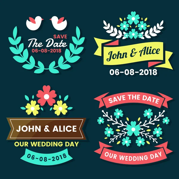 Boda Retro Vintage Vector Label Para Banner — Archivo Imágenes Vectoriales