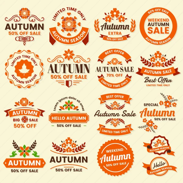 Autumn Label Vintage Vector Logo Para Banner Cartaz Panfleto — Vetor de Stock