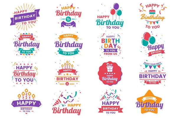 Happy Birthday Vector Logo Banner Poster Flyer — Stock Vector