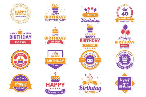 Happy Birthday Vector Logo Banner Poster Flyer — Stock Vector