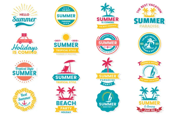バナーの夏レトロなベクトルのロゴ — ストックベクタ
