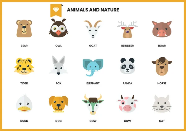 Animal Icons Set Business Marketing Management — Stock Vector