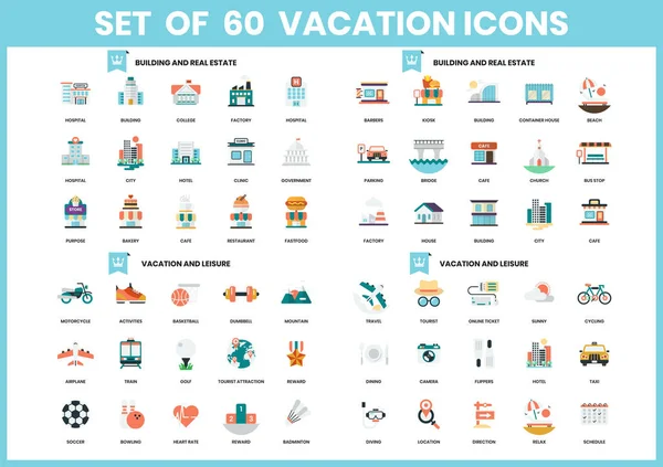 Conjunto Iconos Vacaciones Para Negocios Marketing Gestión — Archivo Imágenes Vectoriales