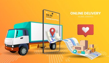 Pankart için kamyon vektörüyle çevrimiçi alışveriş