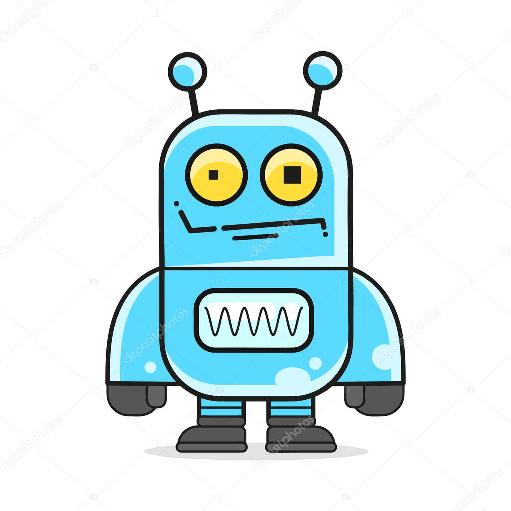 Blue Friendly Android Robot Character With Two Antennas Vector Cartoon Illustration Premium Vector In Adobe Illustrator Ai Ai Format Encapsulated Postscript Eps Eps Format