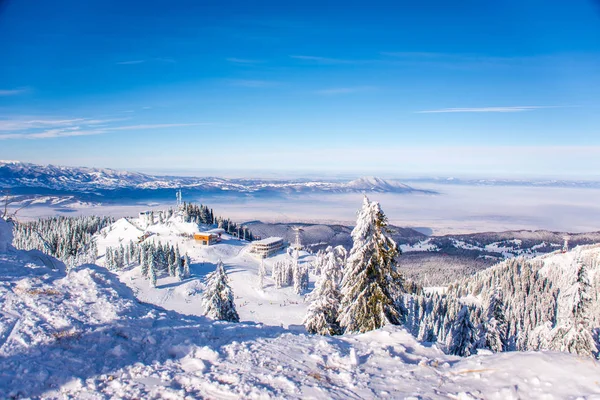 Skidanläggning i bergen, Rumänien, Transsylvanien, Brasov, Poiana Brasov — Stockfoto