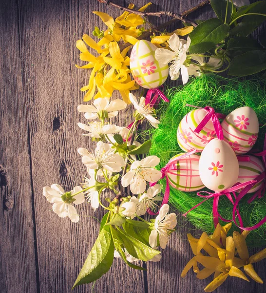 Easter Decor Eggs Top View — Stock Photo, Image