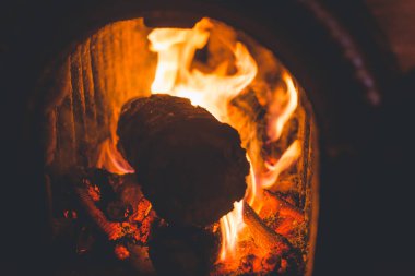 Pizzeria 'da Geleneksel Tuğla Pizza Fırını.