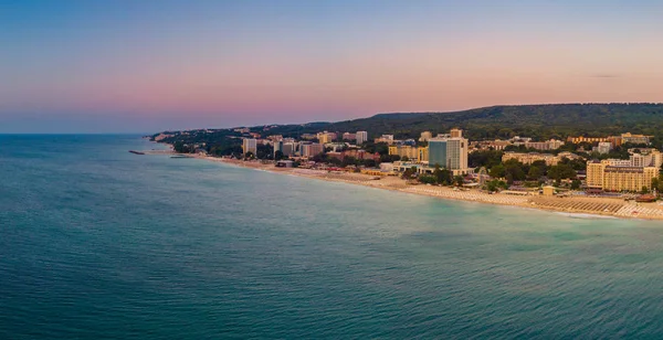 Panoramatický výhled na pláž Golden Sands v Bulharsku. 2019 — Stock fotografie