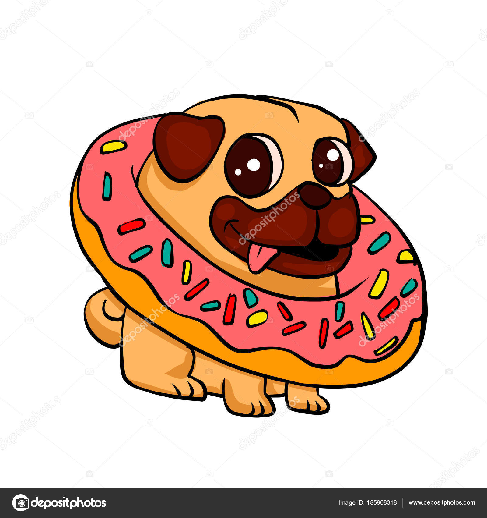 Cartoon Donut Pug Illustration — Stock Photo © Milesthone