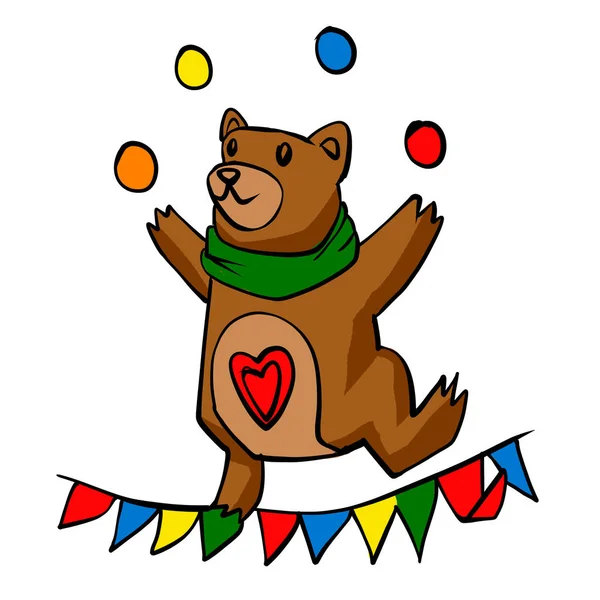 Cartoon Bear Juggler Illustration — Stock Photo, Image