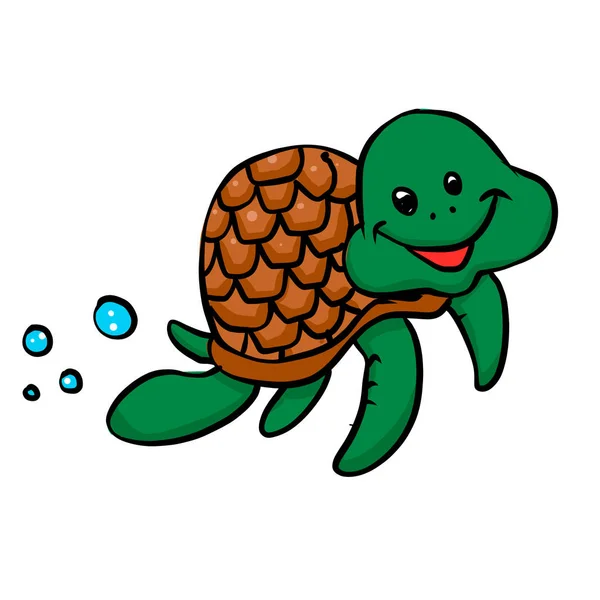 Cartoon sea turtle . illustration