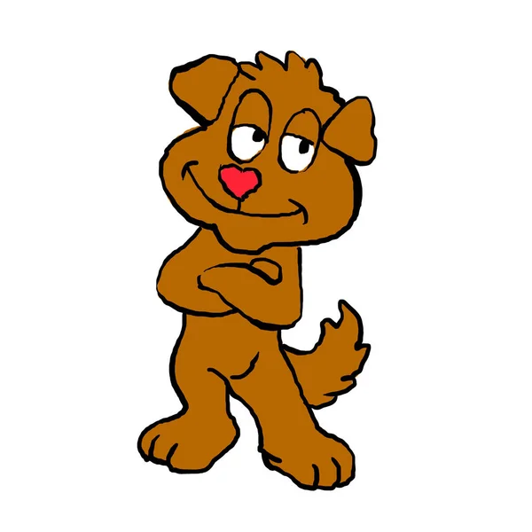 Coração Cão Cão Dos Desenhos Animados — Fotografia de Stock