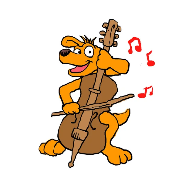 Hunden Spelar Cello Illustration — Stockfoto