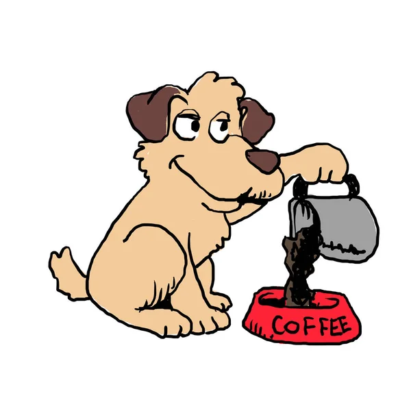 Portie Coffee Illustration Hond — Stockfoto