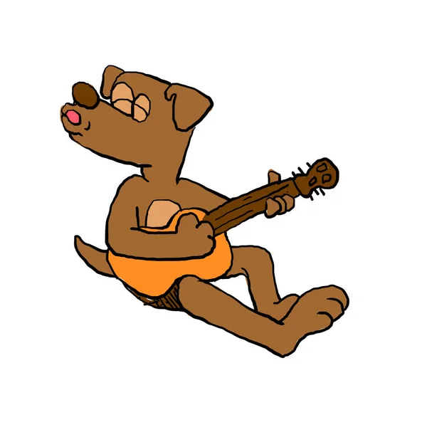 Perro Tocando Guitarra Ilustración —  Fotos de Stock