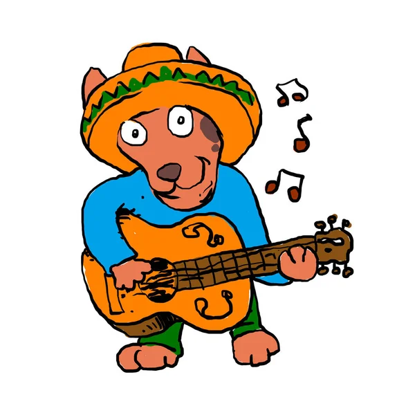 Perro Mexicano Con Guitarra — Foto de Stock