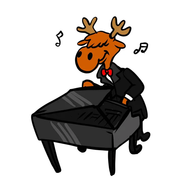 Cartoon Pianist Moose Illustratie — Stockfoto