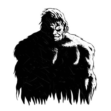 Bigfoot gölge siyah ve beyaz