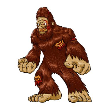 Zombi bigfoot çizgi film illüstrasyon