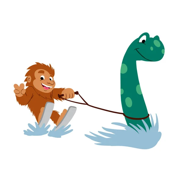 Bigfoot Und Nessie Cartoon — Stockfoto
