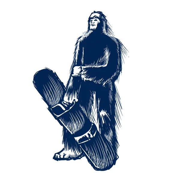 Ilustración Snowboarder Yeti Azul —  Fotos de Stock