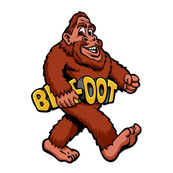 Walking Bigfoot Cartoon Illustration — Stock Photo, Image