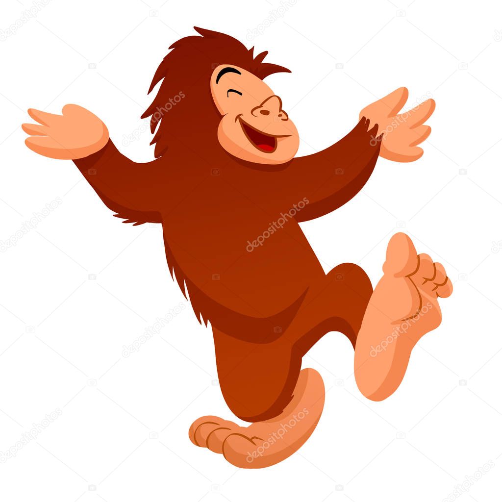 Bigfoot dancing cartoon illustration
