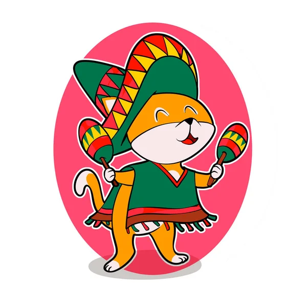 Mexican cat with maracas