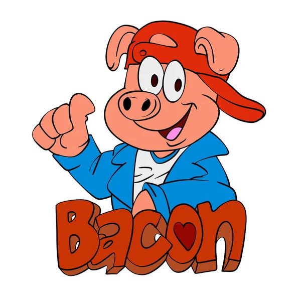 Cool Pig Cartoon Illustration — Stock Photo, Image