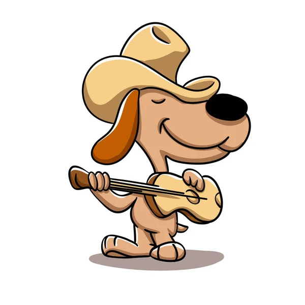 Cowboyhatt Hund Gitarr — Stockfoto