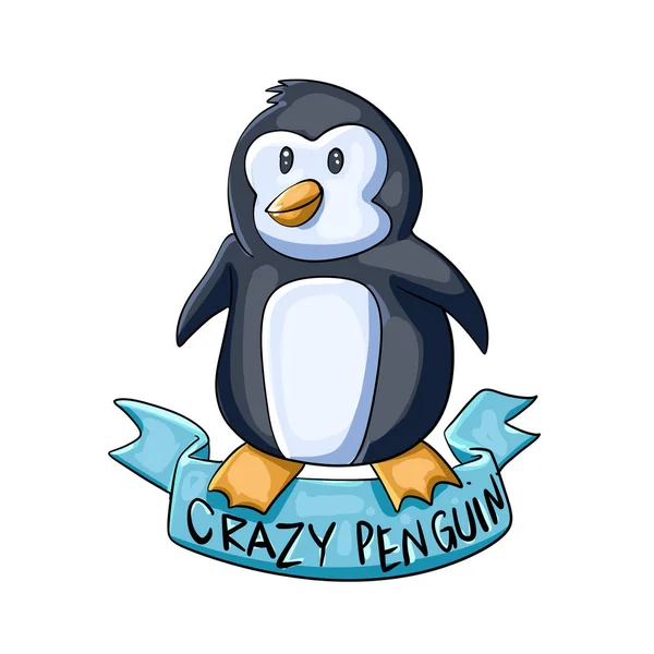 Crazy Penguin Kreslený Obrázek — Stock fotografie