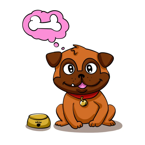 饥饿的狗卡通插图 — 图库照片