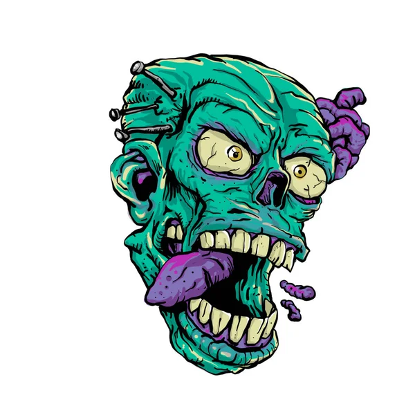 Head zombie cartoon illustration