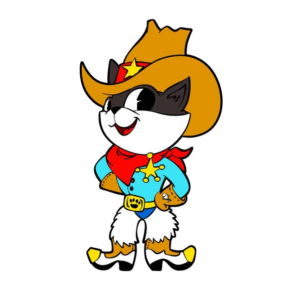 Cowboy cat cartoon illustration
