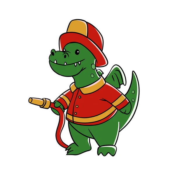 Ilustracja Kreskówka Strażak Dragon — Zdjęcie stockowe