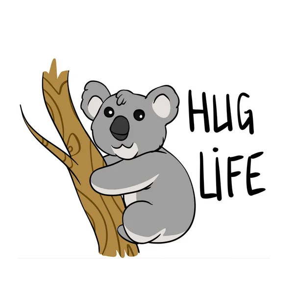 koala - hug life -  cartoon illustration