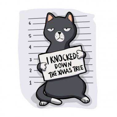 Grey cat - mugshot - cat cartoon  clipart