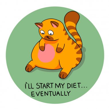 Orange fat cat cartoon illustration clipart