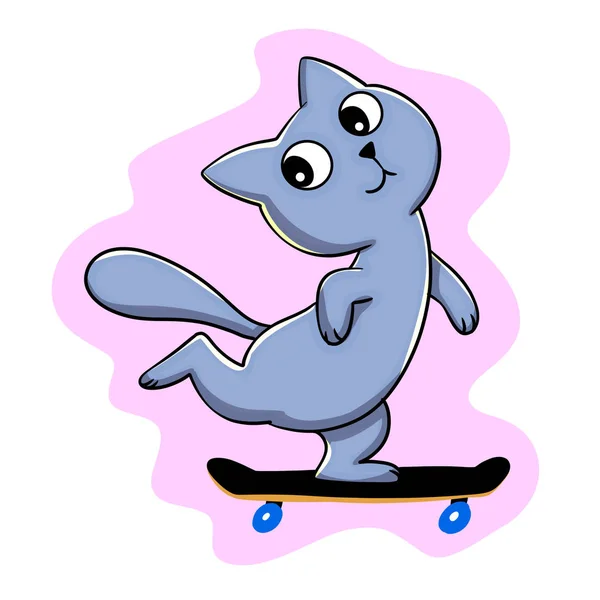 Purple skater cat cartoon