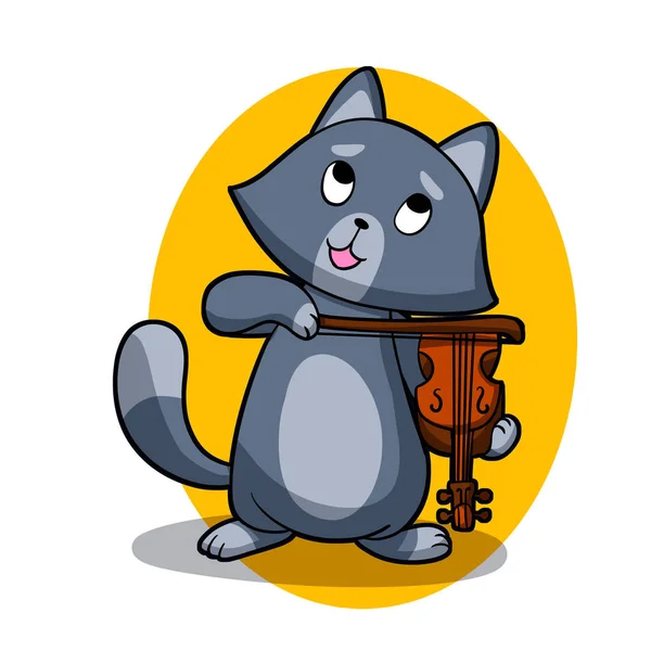 Gato Tocando Violino — Fotografia de Stock