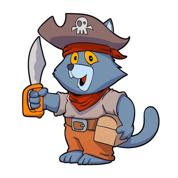 Ilustracja Kreskówka Pirate Cat — Zdjęcie stockowe