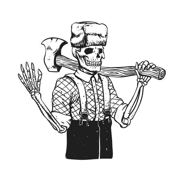 Russian Woodcutter Skull Black White — Stock Photo, Image